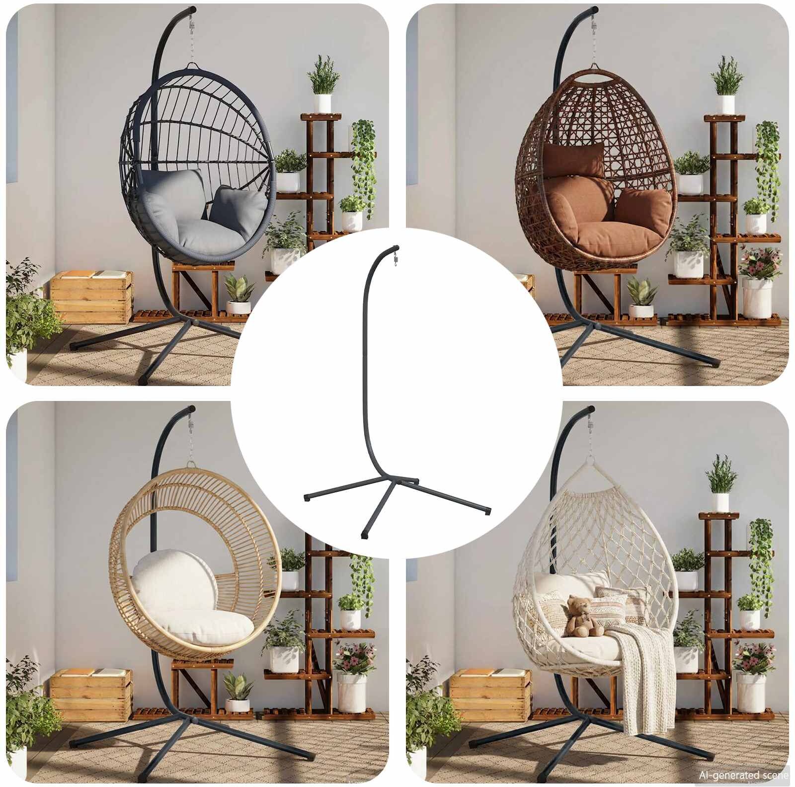 vidaXL Support pour Fauteuil Œuf Suspendu sans Panier Anthracite Acier (Base de Support Uniquement)