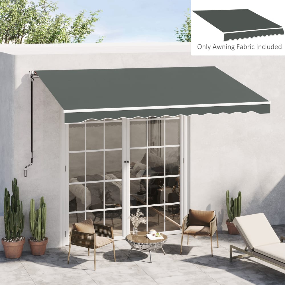 Outsunny Toile de rechange store banne haute densité 280g/m² polyester gris Gris 382x23x240cm