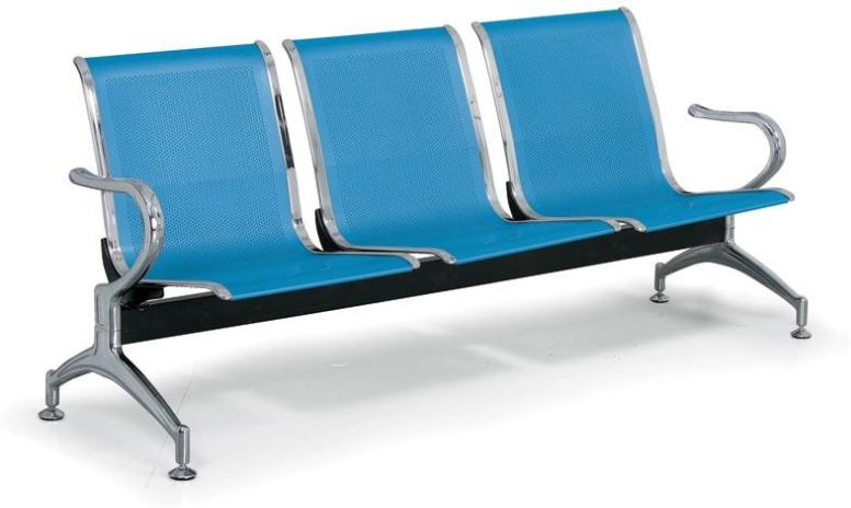 B2B Partner Wartezimmerbank, Traversenbank STRONG, 3 Sitzplätze, blau