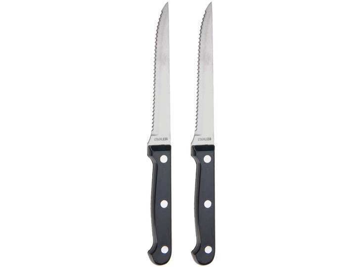 Steakmesser 2er-Set aus Edelstahl, gezackte Klingen