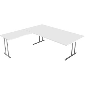 Kerkmann Schreibtisch start up 4367, weiß / silber, L-Form, 200 x 75 x 200 cm