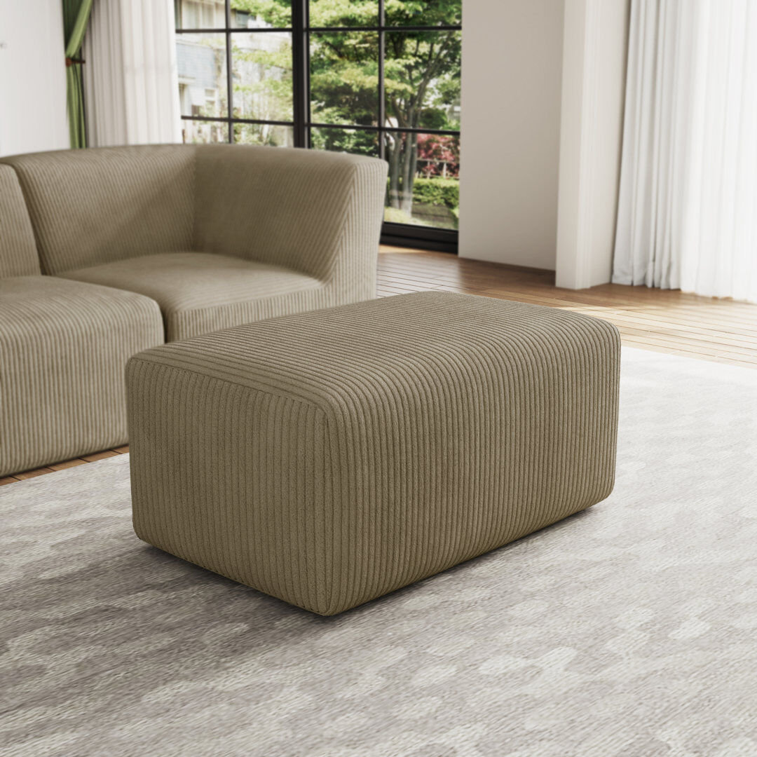 Blue Elephant Berlare 90.9Cm Wide Rectangle Standard Ottoman Khaki 46cm H X 90.9cm W X 59cm D