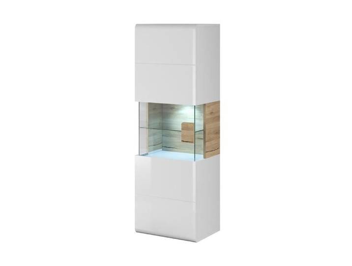 Vitrine suspendue collection OHIO coloris blanc et finitions chêne.