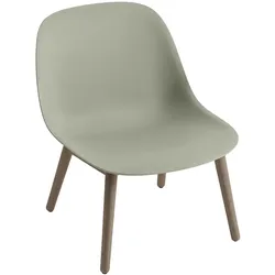 Muuto Fiber Lounge Chair, wood base, dusty green / eiche dunkel gebeizt