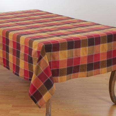 Saro Lifestyle Stitched Design Plaid Tablecloth