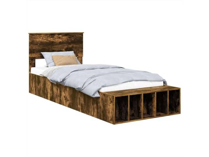 PUGYNBK Bettgestell mit Ablage Eiche rauchfarben, 75 x 190 cm Aufbewahrung darunter, verstellbare Beine, Holzbearbeitung, wasserdicht