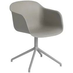 Muuto Fiber Armchair, swivel base with return, grau / grau