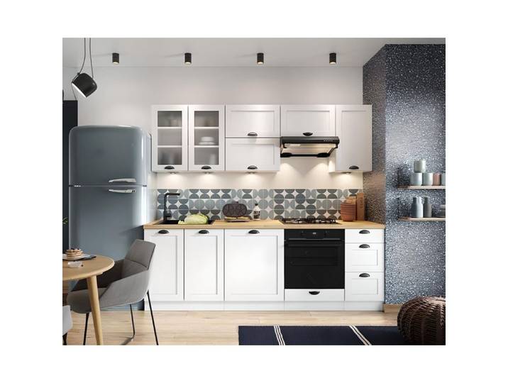 Cuisine complète linéaire emplacement four encastrable et lave vaisselle tout intégrable 240 cm - VICTORIA
