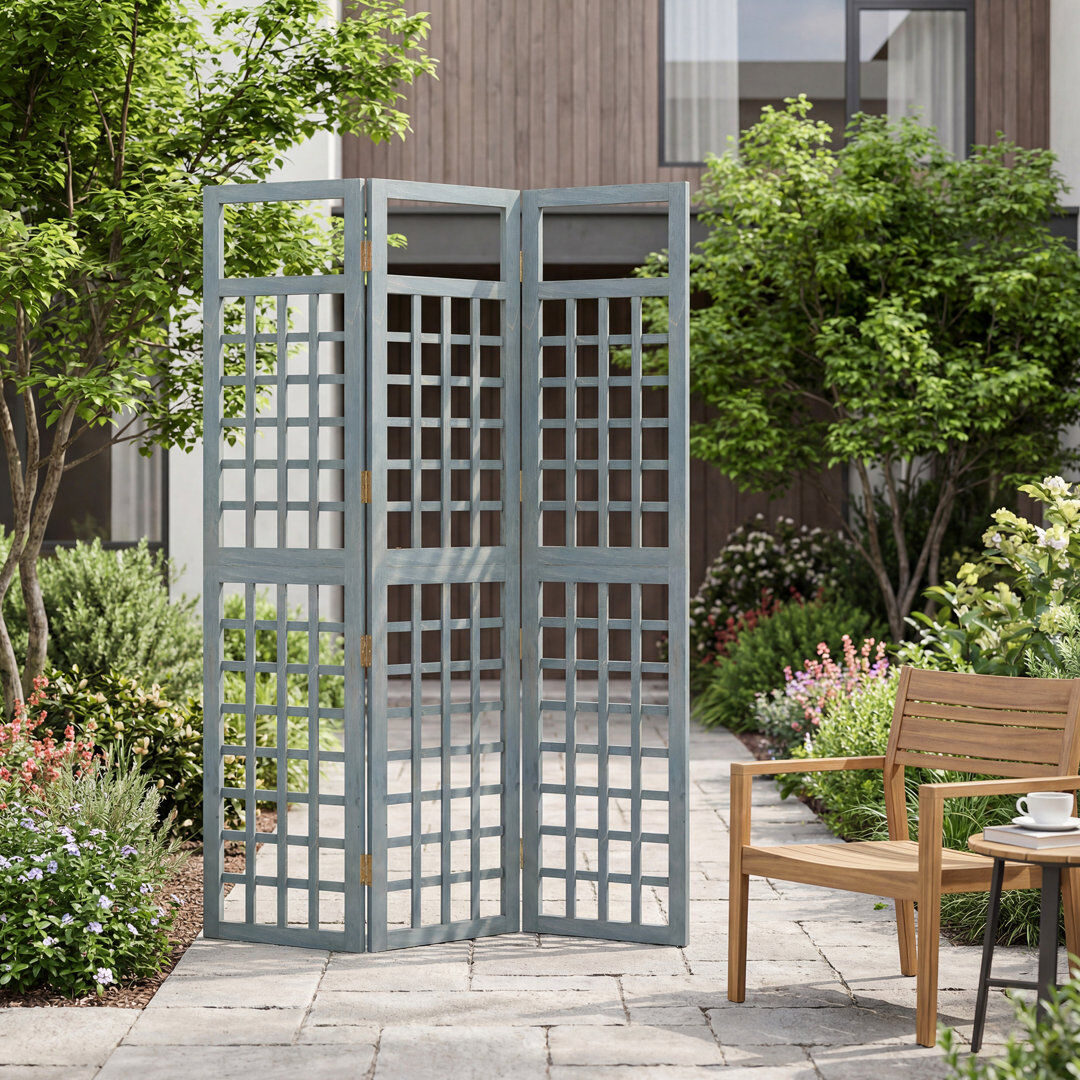 Outsunny 3-Panel Garden Privacy Screen, Foldable Wooden Divider, Grey 170cm H X 120cm W X 2cm D
