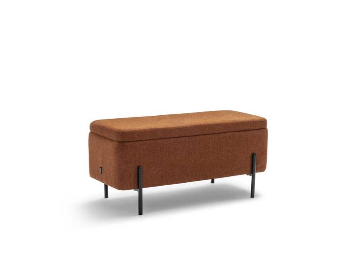 Banc coffre en tissu et métal l100cm - rouille