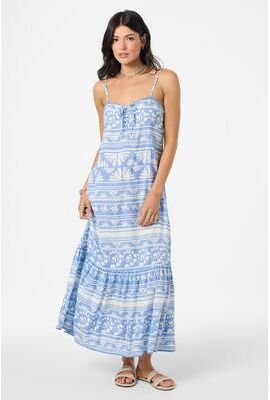 O'Neill s Tasmin Abstract Midi Dress in Azurine, Size Large, Viscose