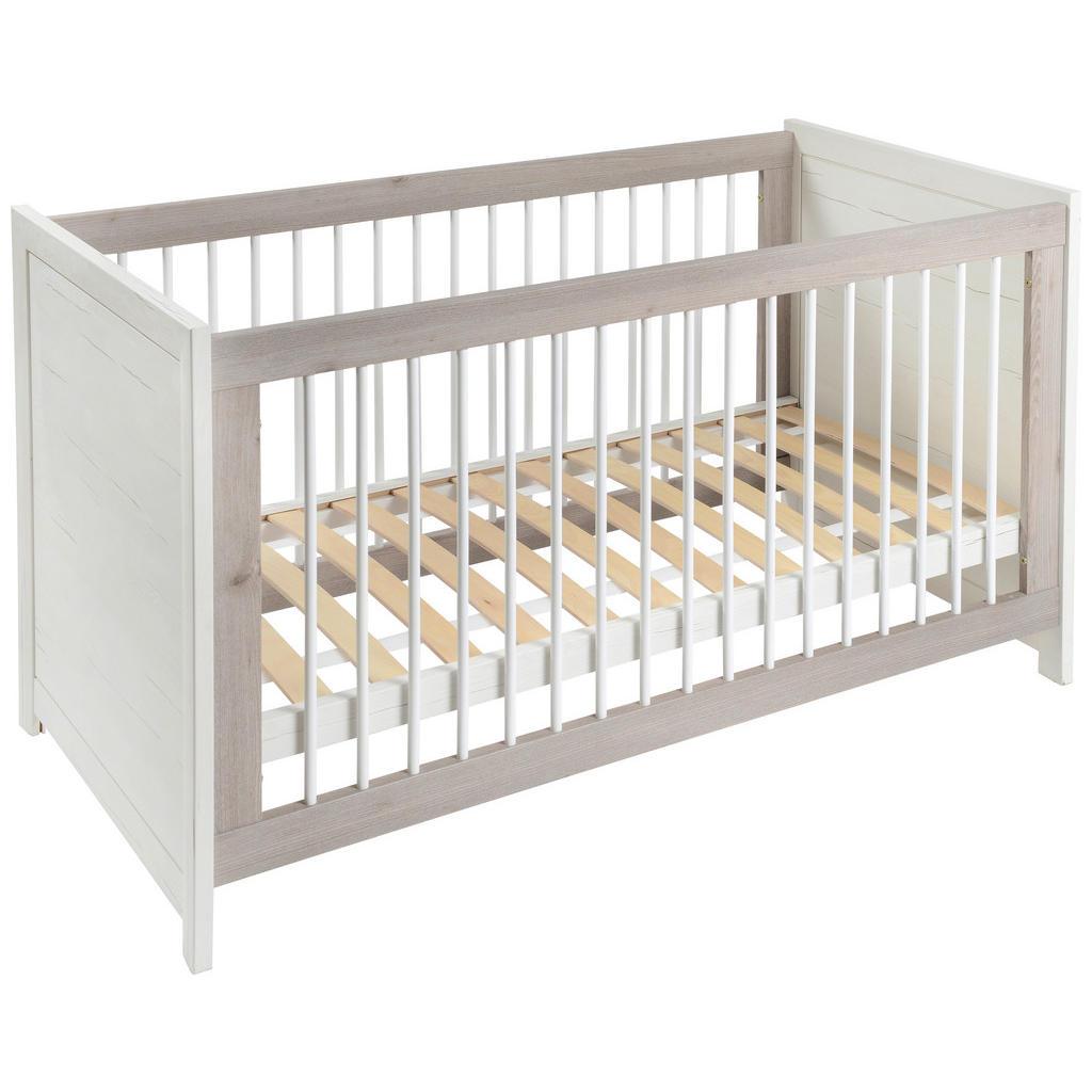 My Baby Lou Gitterbett , Grau, Weiss , Holz, Holzwerkstoff , Buche , massiv , 80x76.5x145 cm , Lattenrost inklusive, höhenverstellbar , Baby- und Kindermöbel, Babyzimmer, Babybett, Gitterbett