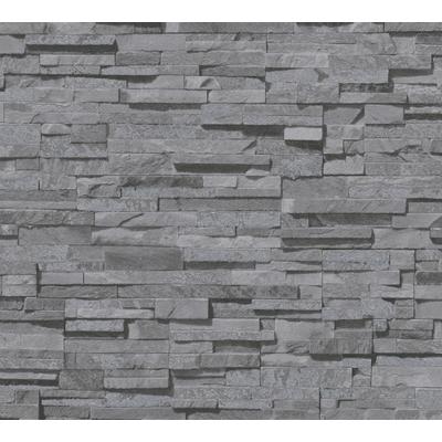 Vliestapete LIVING WALLS "Metropolitan Stories. Travel Styles. Steintapete", grau, B:0,53m H:0,01m L:10,05m, Vinyl, Vlies, Tapeten, Tapete Steinoptik Steinwand 3D-Effekt Designtapete Hochwertig Tapeten
