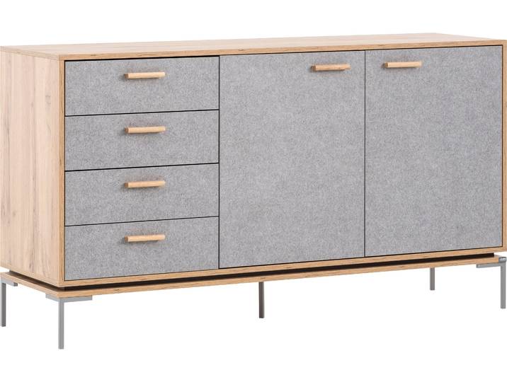 Sideboard Looks , grau (eiche landhausfarben, feel grau), B:154,6cm H:85,7cm T:45cm, LOOKS BY WOLFGANG JOOP, Sideboards, Sideboard, Breite 154,6 cm
