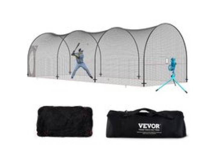 VEVOR Cage de Frappeur 10x3,6x3 m Filet d'Entraînement de Baseball Softball Poteaux en Fibre de Verre Filet de Lancement Portable avec Sac de Transport pour Lanceur Receveur Extérieur et Intérieur