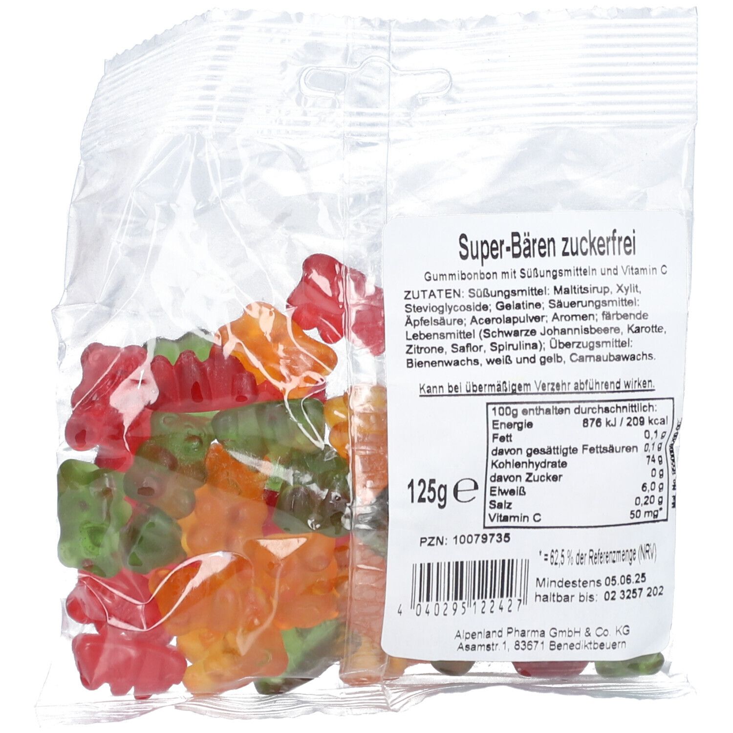 Super Bären Gummibonbon zuckerfrei 125 g Beutel