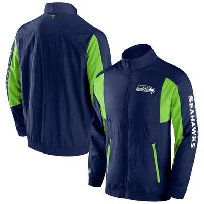 Bomberjacke FANATICS "Fanatics Jacke Seattle Seahawks Woven Track", Damen, Gr. M, blau, Popeline;Jersey, 100% Polyester, Jacken Bomberjacke