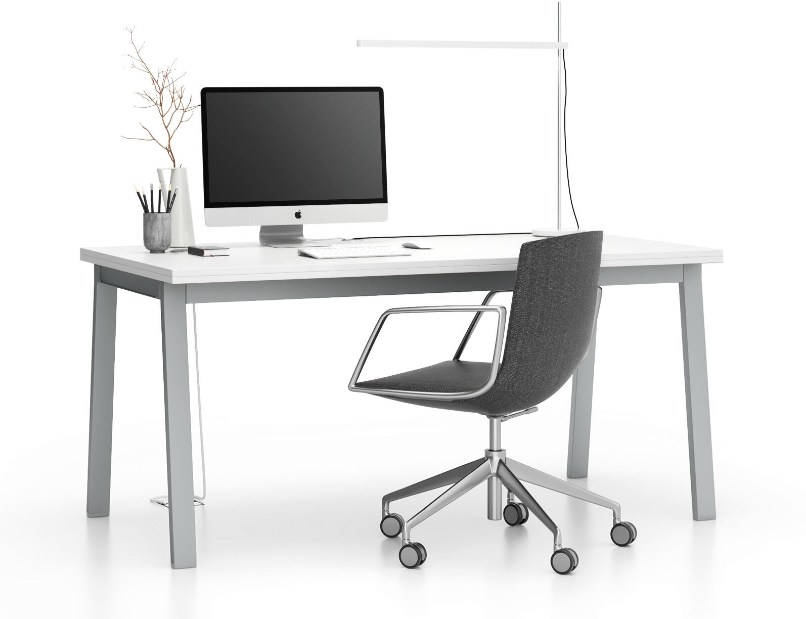 PLAN Bürotisch SINGLE LAYERS, 160x80 cm, weiß