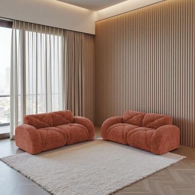 ZWYO HOSIMU Velvet Sofa Set with 2 Two-Seaters and No Assembly Required (2-Piece)