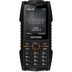 Konrow Stone Plus - Téléphone Antichoc Certifié IP68 - 2.4" - Double Sim - Noir (2.40"), Tastenhandy, Schwarz