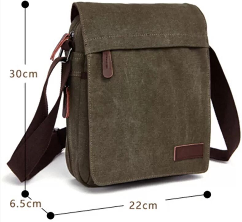 INF Sportliche Umhängetasche aus Canvas und Leder Dunkelgrün
