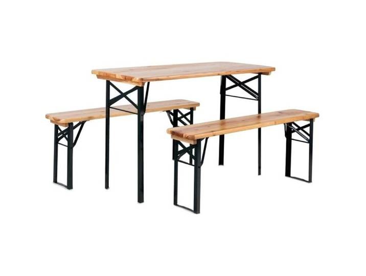 Ensemble Table Chaise de Jardin - Ensemble table + bancs - Stagecaptain - Modèle Hirschgarten - 117 cm couleur bois