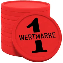 CombiCraft Kunststoff Wertmarken Chips 1 Wertmarke in Rot- 100 Stück - Ø29 mm