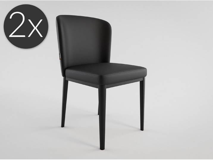 Magnolia Home Esszimmerstuhl 2er Set Esszimmerstuhl Design Küchenstuhl Jean Kunstleder schwarz Meta