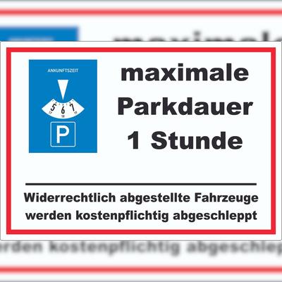 HB-Druck maximale Parkdauer 1 Stunde Parkplatz Aufkleber A1 (594x841mm)