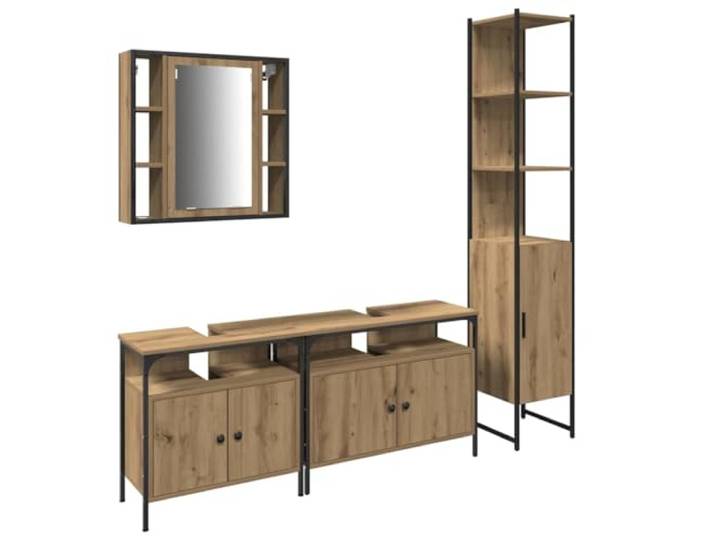 Heofavd Badmöbel-Set 4-TLG., Schrank Set aus Holzwerkstoff, Artisan-Eiche