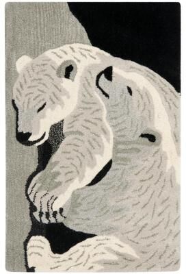 Handmade SAFAVIEH Wildlife Polar Bears Wool Rug - 2' x 3'