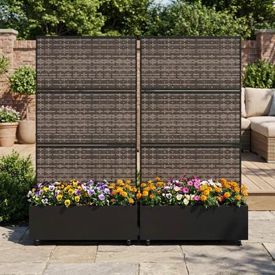 Lumibee 2 Set Outdoor Privacy Fence Screen Planter Box with Galvanized Steel Frame
