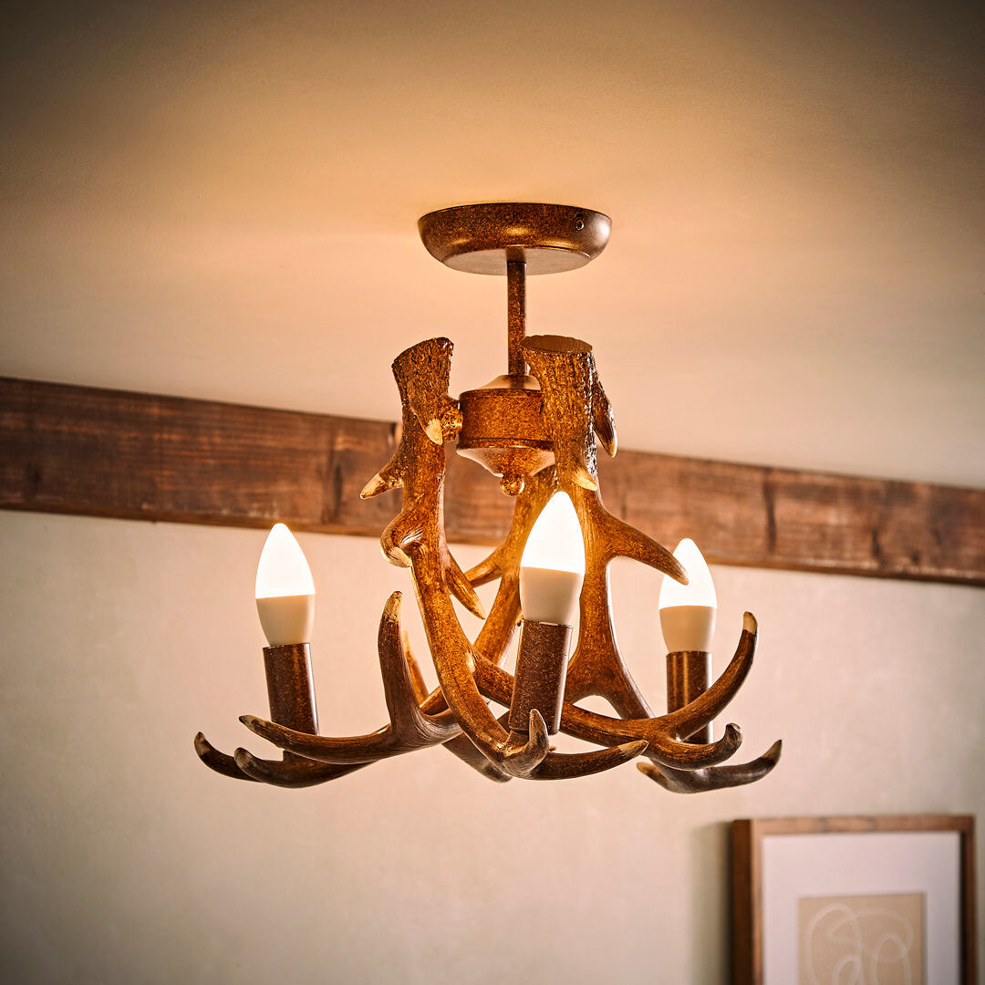 Alpen Home Omarion Semi Flush Mount Rustic Natural Brown 47cm H X 55cm W X 55cm D