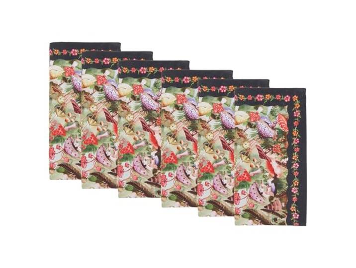 BUTLERS 6er Set Stoffserviette 42x42 cm Baumwolle - Funghi & Flowers -