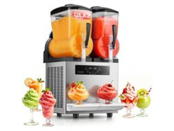VEVOR Machine à Granité Commerciale 2x12 L Simple Réservoir, Machine à Boissons Glacées en Acier Inoxydable de 96 Tasses, Distributeur de Boissons Frappées Granitas Margarita Smoothie, Cafés Bars