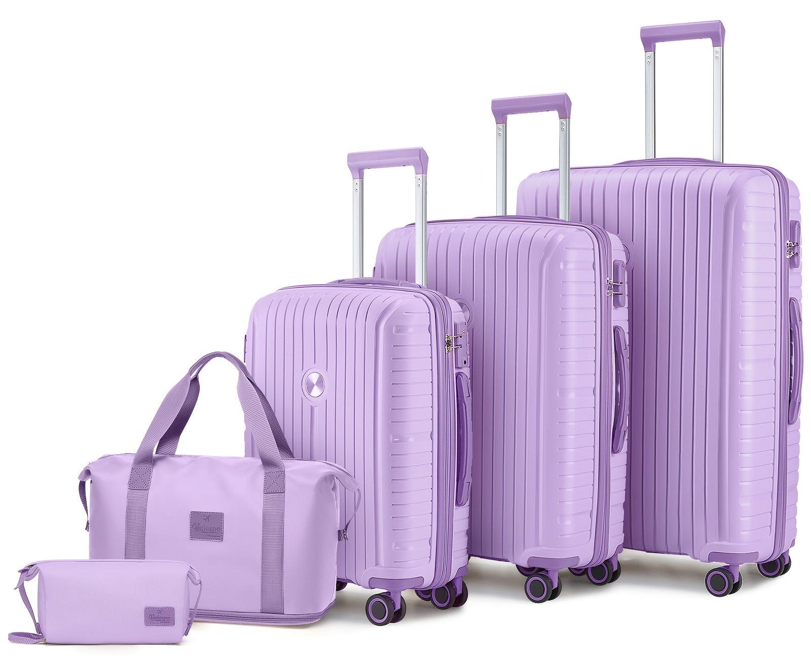 Leichtes Reise-Kofferset - Kofferset - Gepäckset - Spinner-Koffer - Trolley - Lila, inklusive Tragetasche