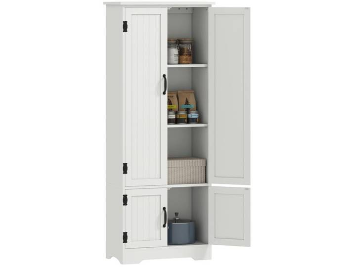 Rangement pratique buffet de cuisine contemporain 2 placards 3 étagères armoire de cuisine blanche
