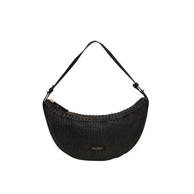 Umhängetasche MARC O'POLO "mit edlen Echtleder-Details", Damen, Gr. B/H/T: 34cm x 19cm x 8cm, schwarz, Baumwolle, Polypropylen, unifarben, Taschen Umhängetasche