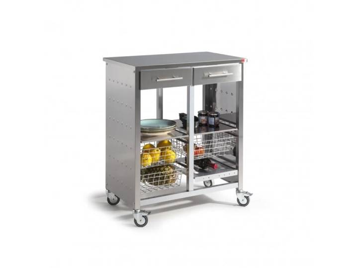Grande desserte de cuisine MALMÖ INOX Élégance inox capacité XXL et mobilité professionnelle DON HIERRO.