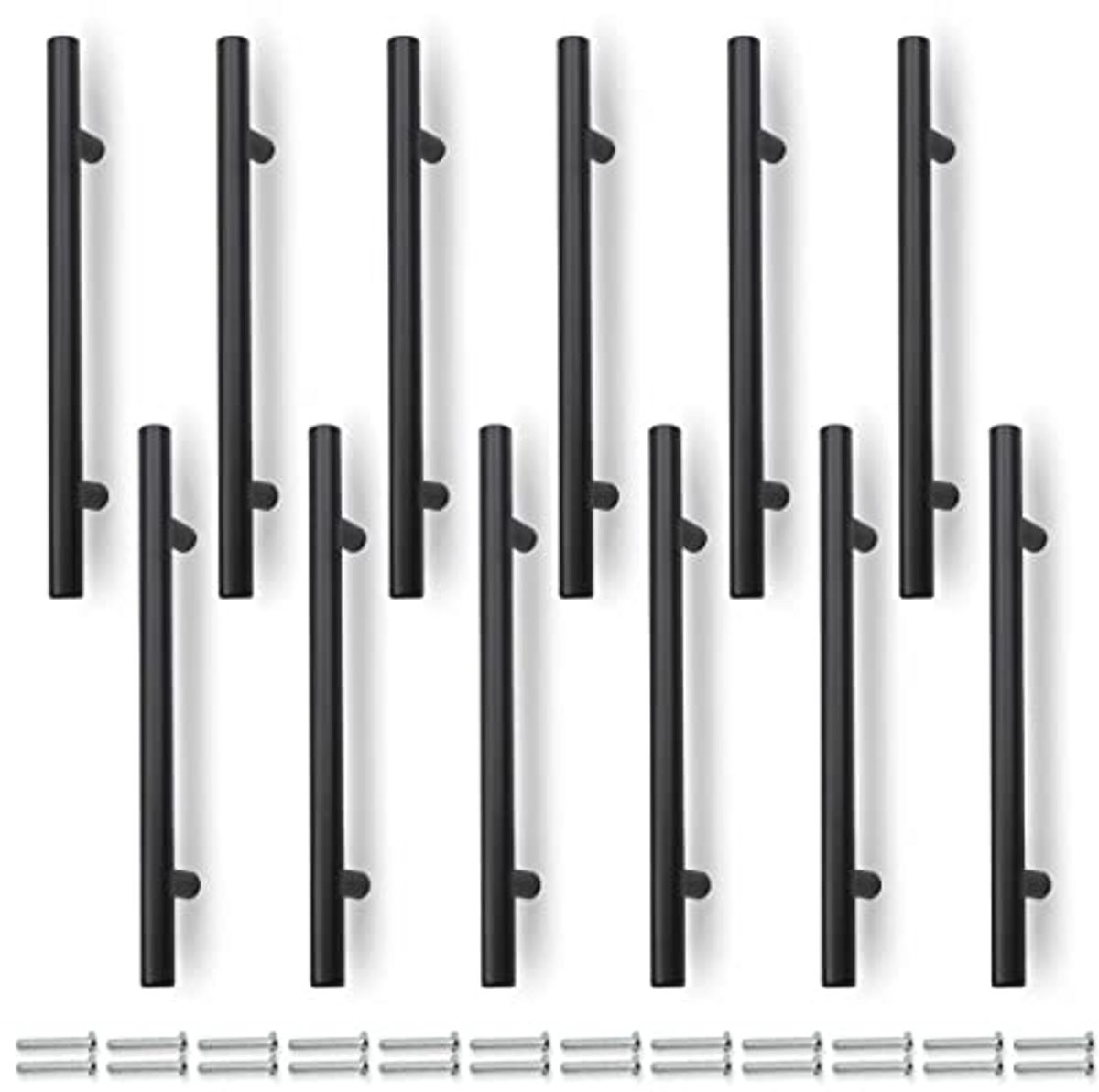Matte Zwarte 12-delige Keukenkastgrepen van Roestvrij Staal - 150 mm