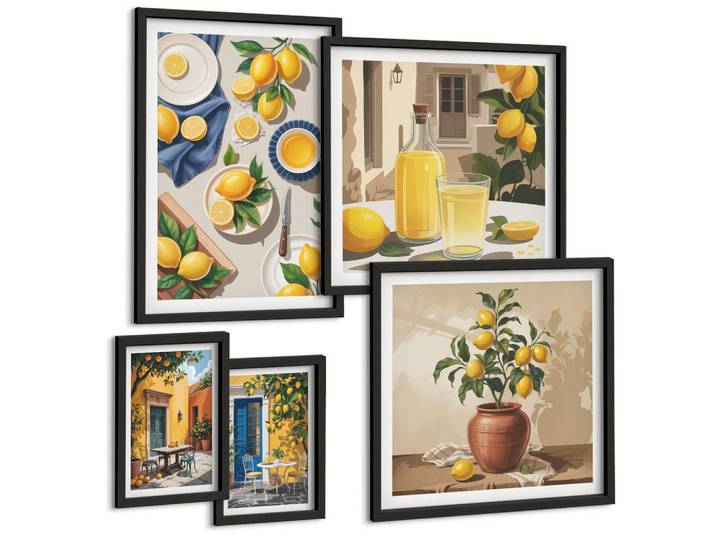Tulup Bilder SET 5er Set - 50x50 cm & 20x30 cm & 40x60 cm Schwarzer Rahmen - Bunte Strandhäuser, Kunststoff, Rechteckig, 40x60 cm, Fotografie, Bilder & Rahmen, Bilder