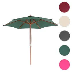 Sonnenschirm Florida, Gartenschirm Marktschirm, Ø 3m Polyester/Holz ~ olivgrün