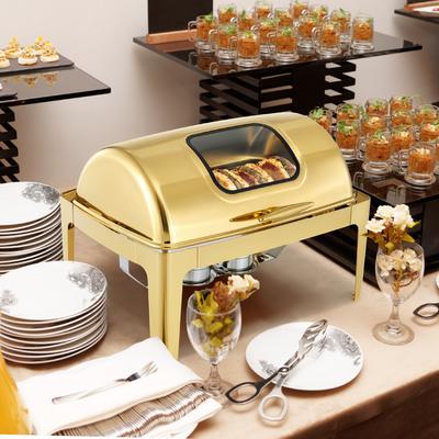Wilprep 8.4 qt Rectangle Roll Top Chafing Dish Buffet Set