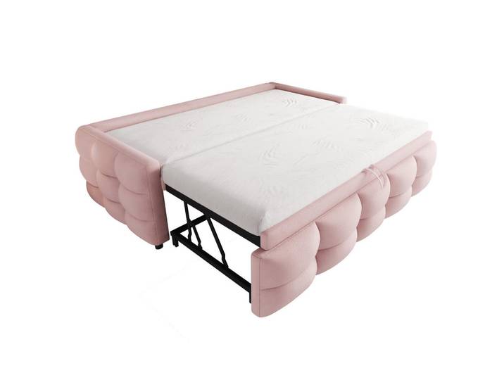 Modfu Polsterbett aus Lammfell-Optik 90/180x190 cm Rosa mit Ausziehfunktion und Lattenrost, platzsparendes Kissenbett, 90x190 cm, Schlafzimmer, Betten, Polsterbetten