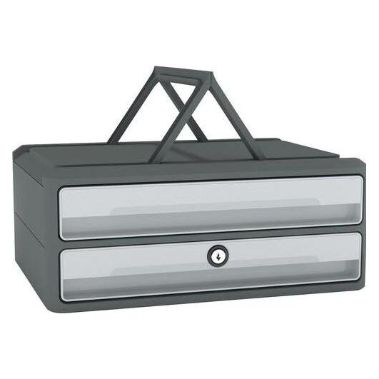 Cep Schubladenbox MoovUp mit Schloss lichtgrau DIN A4 quer mit 2 Schubladen (A4) (1091116361)