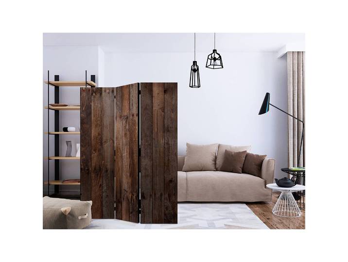 Paravent Wooden Hut Fleece Braun 135 x 172 x 3cm