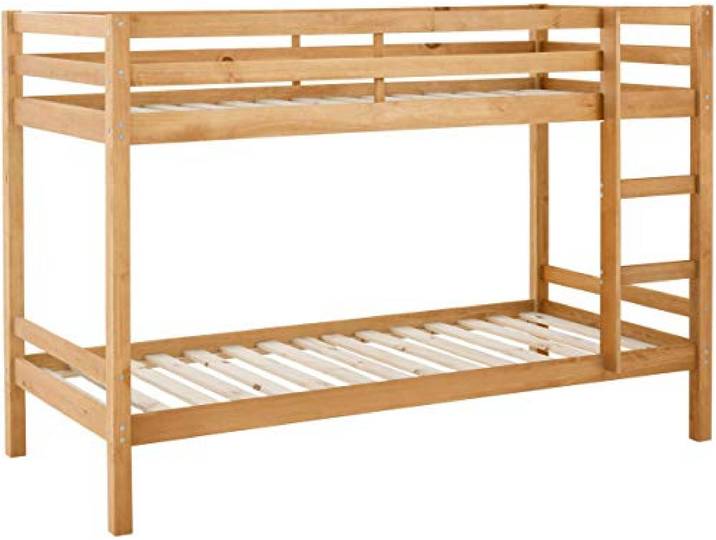 Alpi Etagenbett 90x200 cm, Massivholz Kiefer Natur, für Kinder- und Gästezimmer