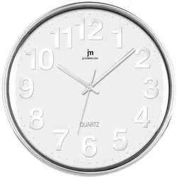 LoWell, Wanduhr, 00816 Quarz-Wanduhr Circle Chrome, Weiss (35.50 cm)