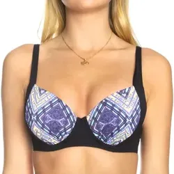 Sunseeker Tribe Attack Underwire Bikini Bra Schwarz gemustert D 36 Damen