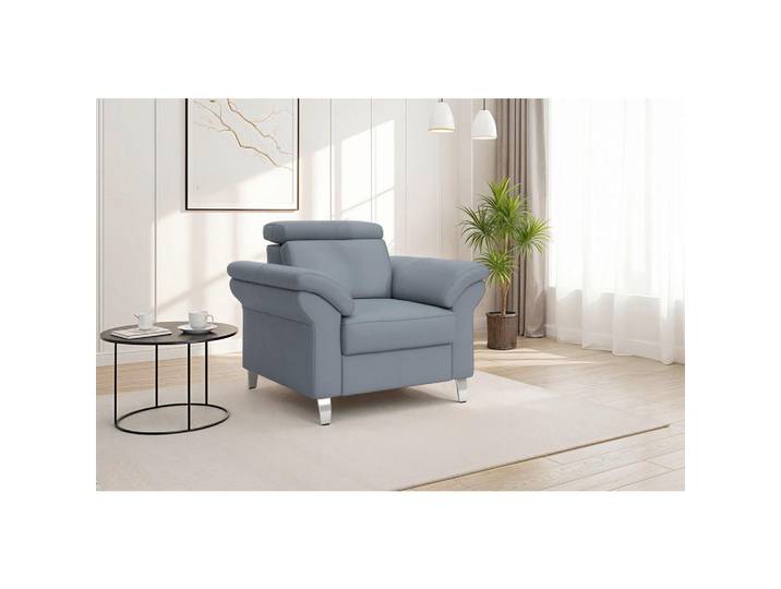 Sit & More Sessel Arngast E, Graublau, Metall, Echtleder, Nappaleder, 101x84x93 cm, gepolsterte Armlehnen, Wohnzimmer, Sessel, Sonstige Sessel